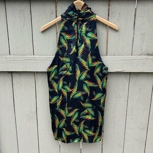 A.L.C. Women's Leda Palm Jacquard Silk Halter Top Multicolor Size 10